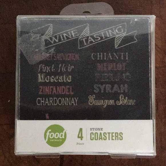 Food Network Stone Coasters Wine Chalk look - Picture 8 of 9